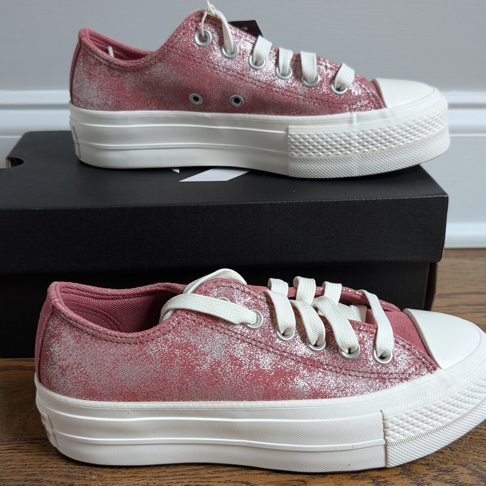 NWT Converse Chuck Taylor All Star Lift Ox Platform Rose Gold Metallic 6.5W - Picture 2 of 11